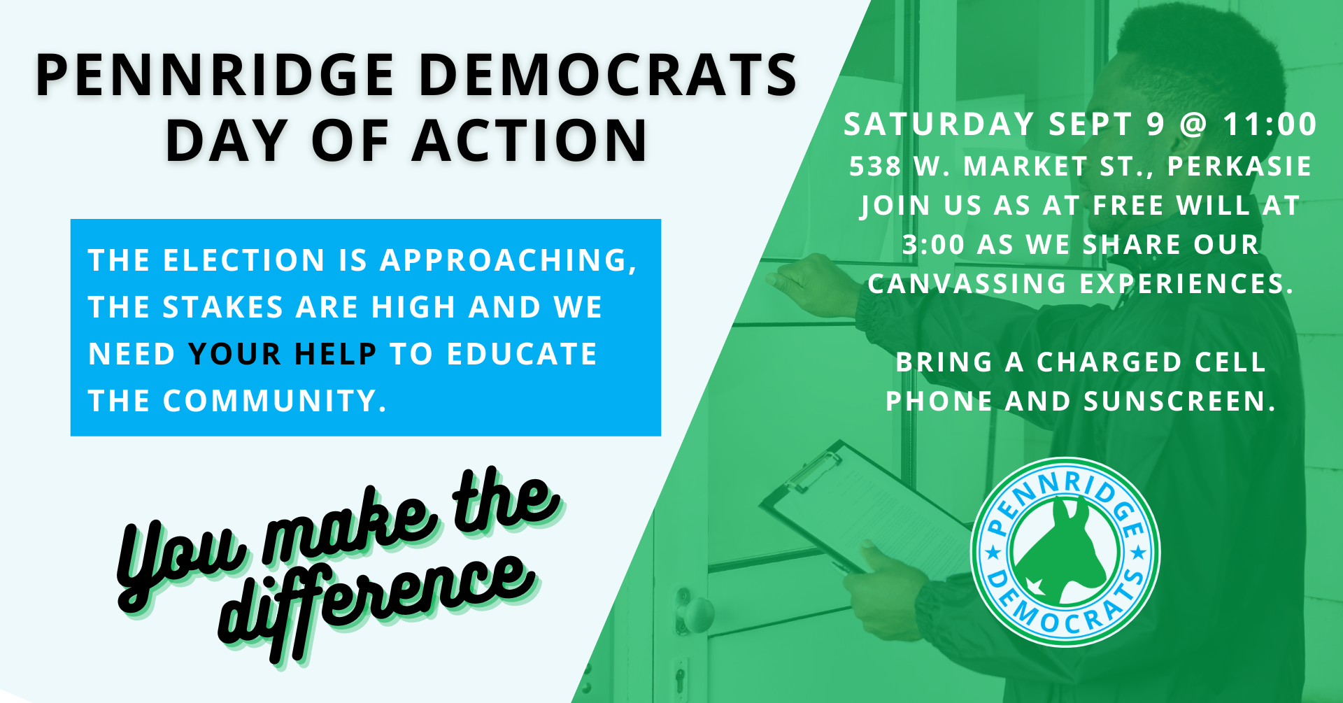 Pennridge Democrats Day of Action - September 9 at 11:00 am